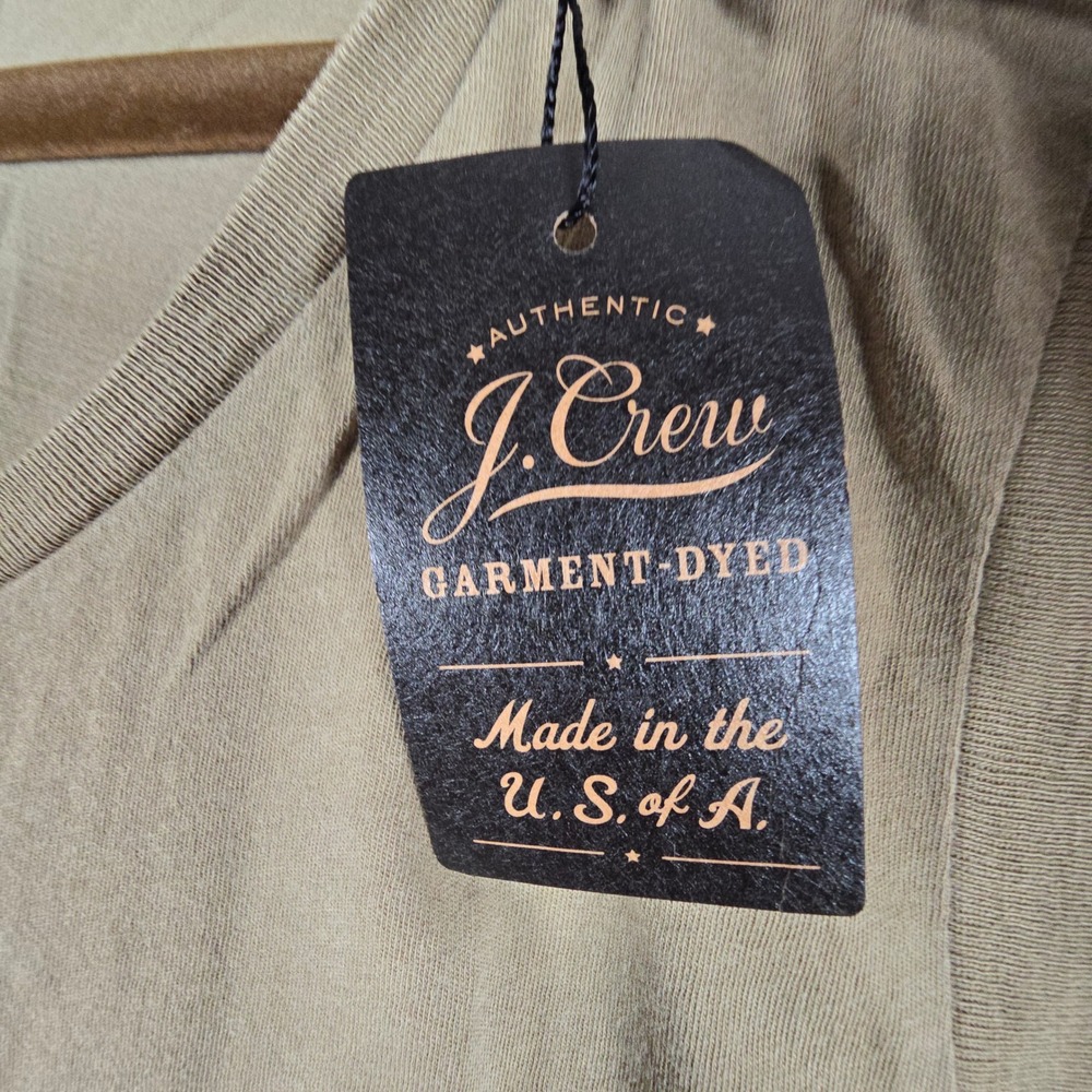 J.Crew Garment-Dyed Cotton Pocket Tank Top Olive Green F1431 Made in USA XL - Picture 3 of 10